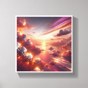 Surreal Cosmic Sunset - Dreamy Pink and Gold Cloud Canvas Print