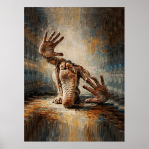 Surreal Crawling Hands and Feet Expressive  Poster