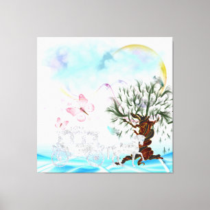 Surreal Crystal Horse Carriage  Wrapped Canvas