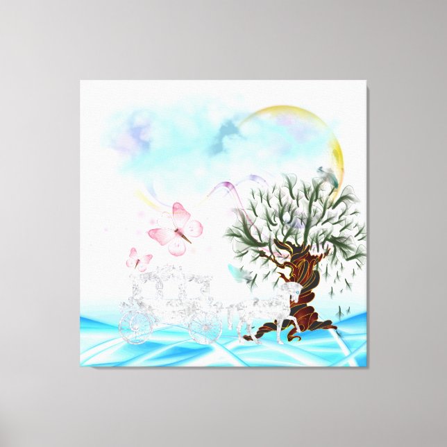 Surreal Crystal Horse Carriage  Wrapped Canvas (Front)