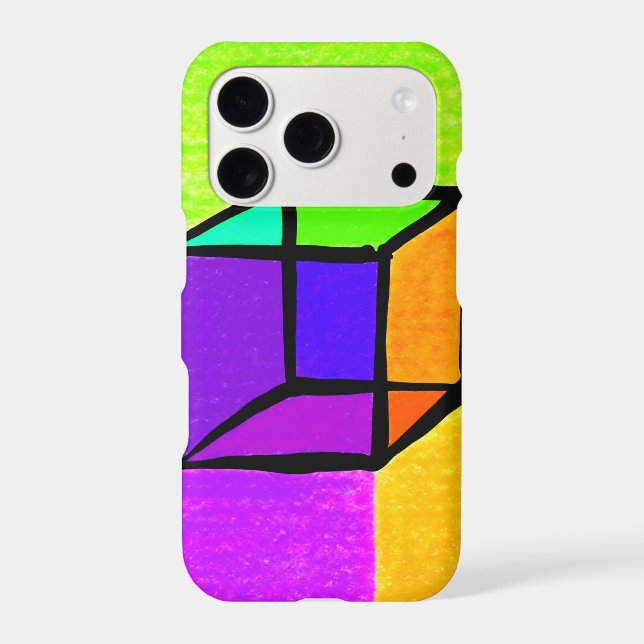 Surreal Cube. Geometric Retro Style Design. 70's. (Back)