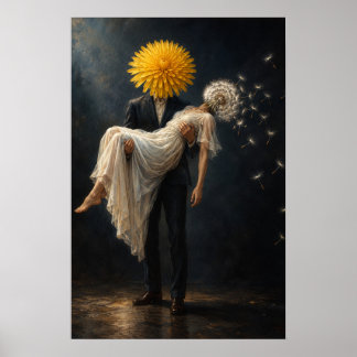 Surreal Dandelion Couple Art Poster