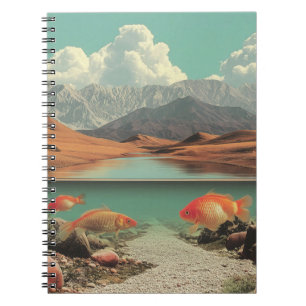 Surreal Desert and Lake with Goldfish Notebook