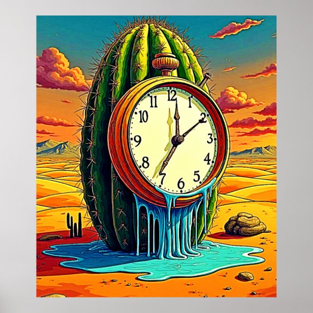 Surreal Desert Clock Art Poster (Front)