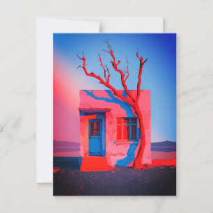 Surreal Desert House Wall Art – Minimalist Postcard