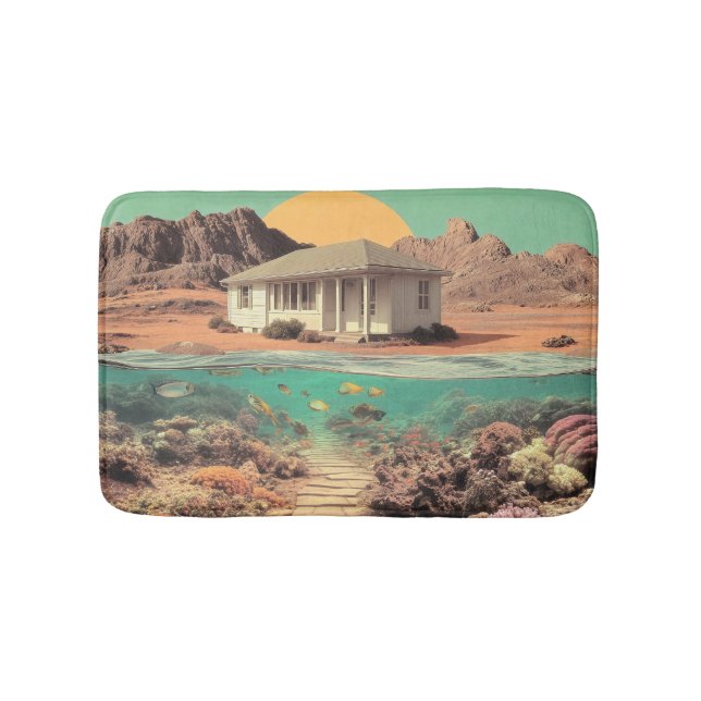 Surreal Desert House with Underwater Reef Bath Mat (Front)
