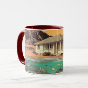 Surreal Desert House with Underwater Reef Mug