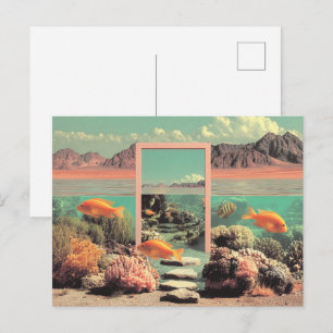 Surreal Desert Ocean with Door Postcard