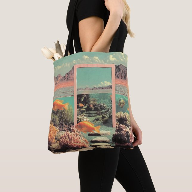 Surreal Desert Ocean with Door Tote Bag (Close Up)