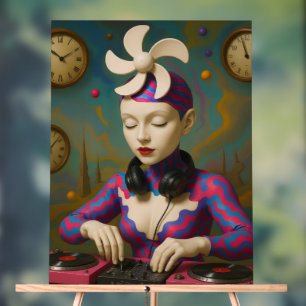 Surreal DJ Girl Psychedelic Futuristic Art Design Acrylic Sign