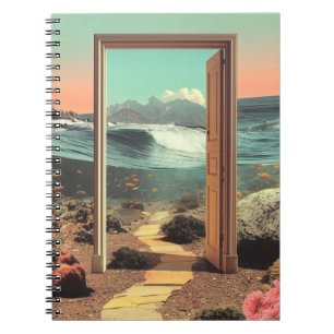 Surreal Doorway Opening to Ocean with Coral Reef Notebook