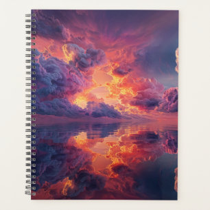 Surreal Dramatic Clouds With Fiery Sunset Planner