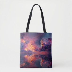 Surreal Dramatic Clouds With Fiery Sunset Tote Bag