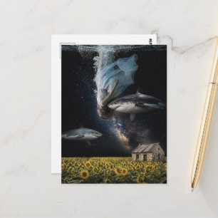 Surreal Dream Swimming With Sharks on the Prairie  Postcard