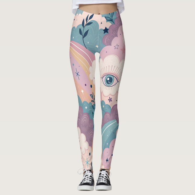 Surreal Dreamcore Texture – Seamless Ethereal  Leggings (Front)