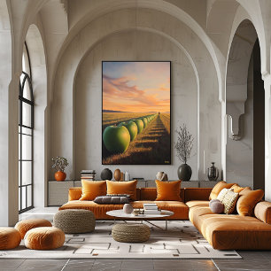  Surreal Dreamscape Apples in Twilight Fields Poster