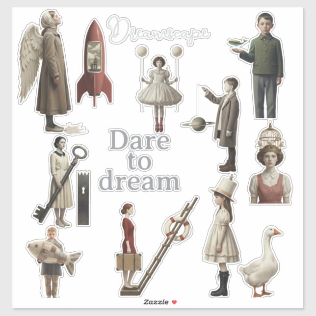 Surreal Dreamscape Character Set Vinyl Stickers (Sheet)