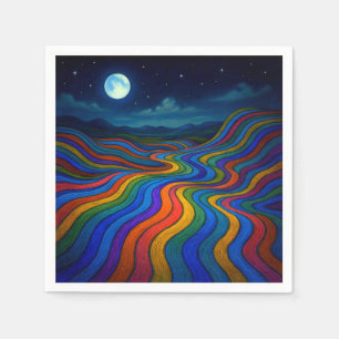 Surreal Dreamscape Moonlight Rainbow Land Napkin