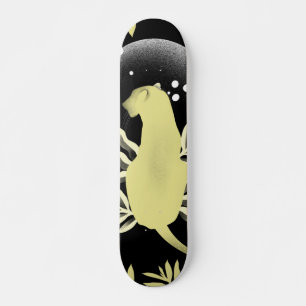 Surreal Dreamy Lion Wild Animal Moon Illustration Skateboard