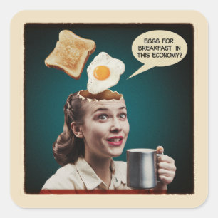 Surreal Eggs For Breakfast, In this economy Square Sticker