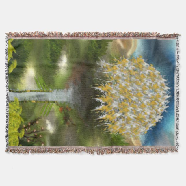 Surreal Eyes Dream of Dandelion Abstract Art Throw Blanket (Front)