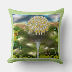 Surreal Eyes Dream of Dandelions Abstract Art Throw Pillow