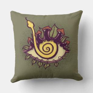 Surreal Fall Eye Snake and Mushroom - Weird Nature Throw Pillow