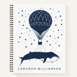Surreal Fantasy Art Flying Whale Hot Air Balloon  Notebook
