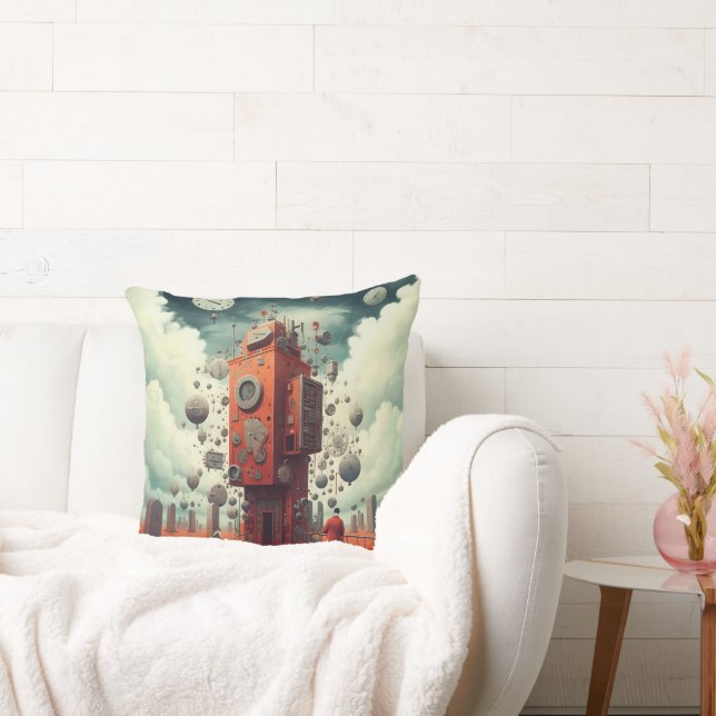 Surreal Fantasy Art Human and sculpture world Throw Pillow (Couch)