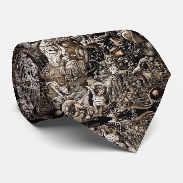 Surreal Fantasy. Biomechanical style Tie (Rolled)