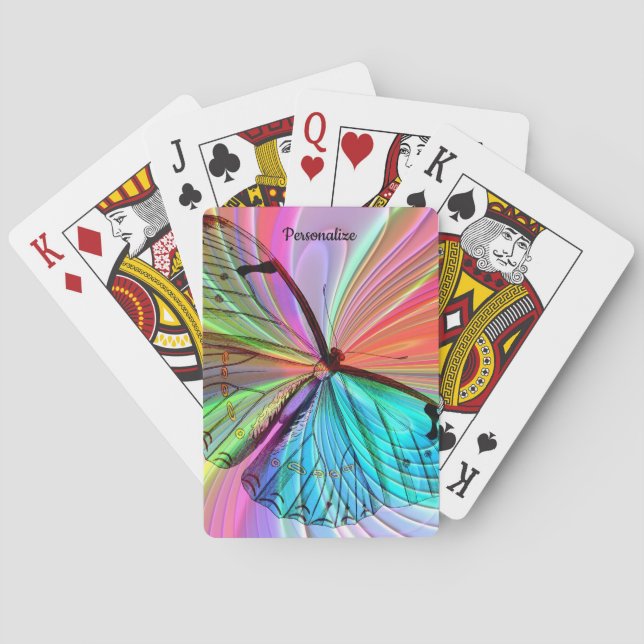 Surreal Fantasy Butterfly Pastel Personalized Playing Cards (Back)
