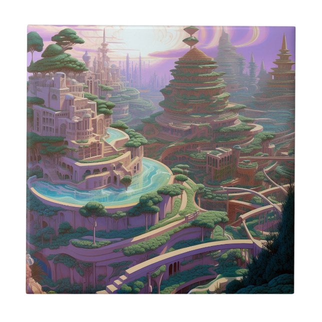 Surreal Fantasy City Tile (Front)