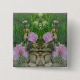Surreal Fantasy Iris Floral Path 2 Inch Square Button