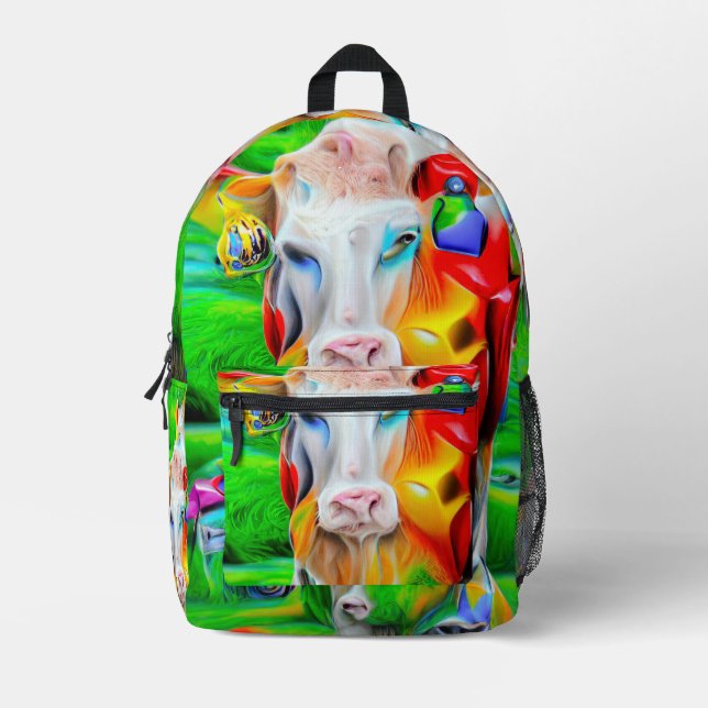 Surreal Farm Art Printed Backpack (Front)