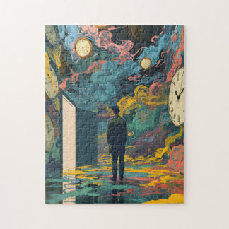 Surreal Figure Room Swirling Clocks Smoke Wall Art Jigsaw Puzzle