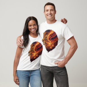 Surreal Fire Lion Head Cosmic Art Leo Zodiac  T-Shirt