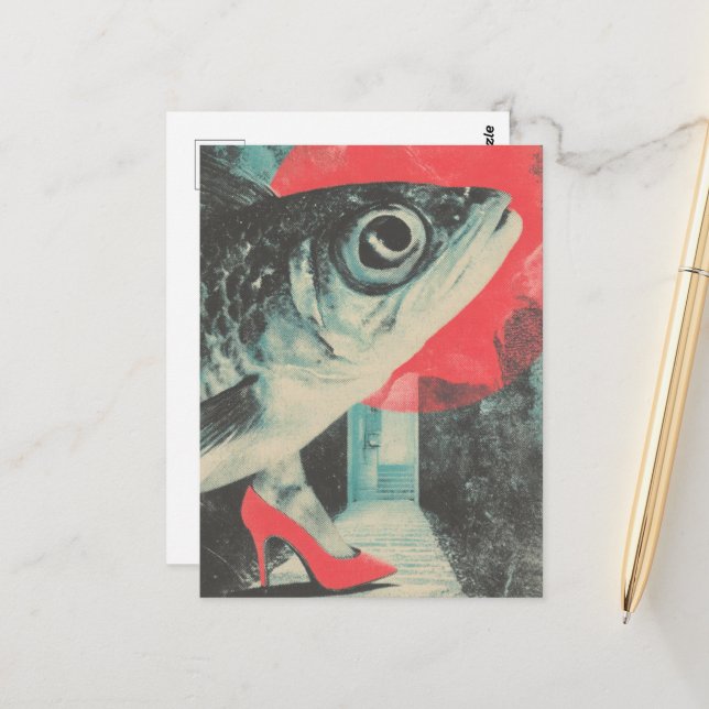 Surreal Fish and Legs Postcard (Front/Back In Situ)