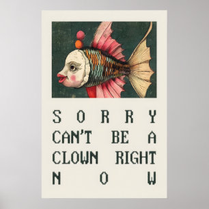 Surreal Fish Clown Portrait Absurd Humor Wall Art
