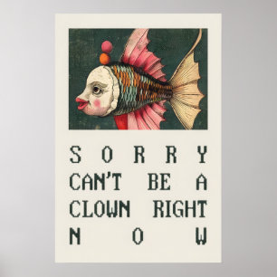 Surreal Fish Clown Portrait Absurd Humor Wall Art