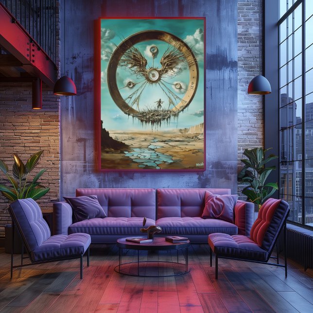 Surreal Floating Circular Structure with Abstract  Poster (Creator Uploaded)