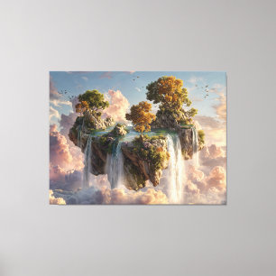 Surreal Floating Cliffs With Waterfalls Canvas Print