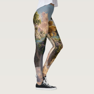 Surreal Floating Cliffs With Waterfalls Leggings
