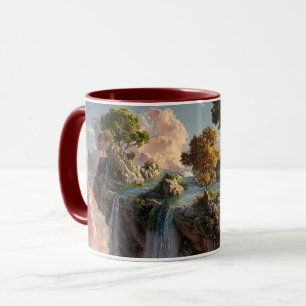 Surreal Floating Cliffs With Waterfalls Mug