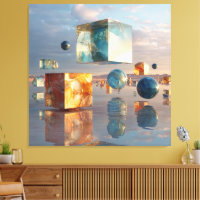 Surreal Floating Cubes And Spheres