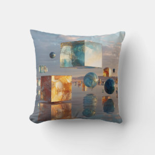 Surreal Floating Cubes And Spheres Throw Pillow