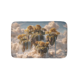 Surreal Floating Islands With Golden Trees Bath Mat