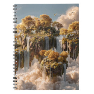 Surreal Floating Islands With Golden Trees Notebook