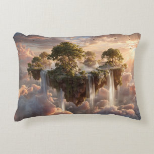 Surreal Floating Islands With Waterfalls Accent Pillow