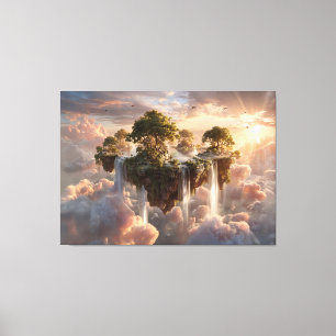 Surreal Floating Islands With Waterfalls Canvas Print