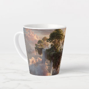 Surreal Floating Islands With Waterfalls Latte Mug
